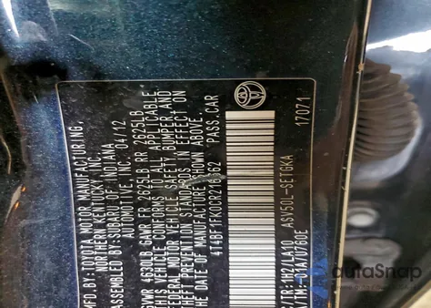 2013 Toyota Camry Base z USA, uszkodzony, nr VIN 4T4BF1FK0CR216662